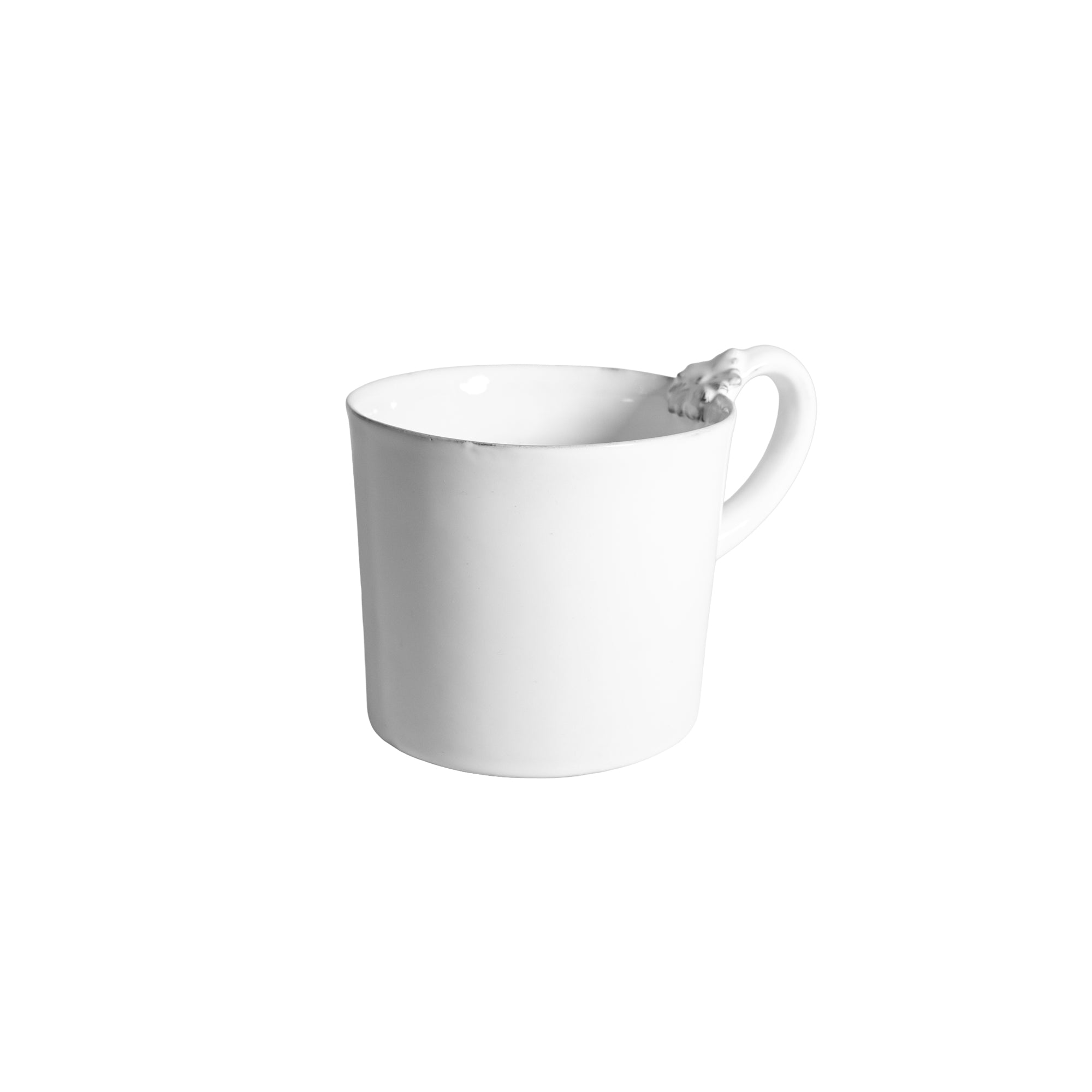 Marie-Antoinette flower mug with handle detail - white handmade French ceramic by CARRON Paris