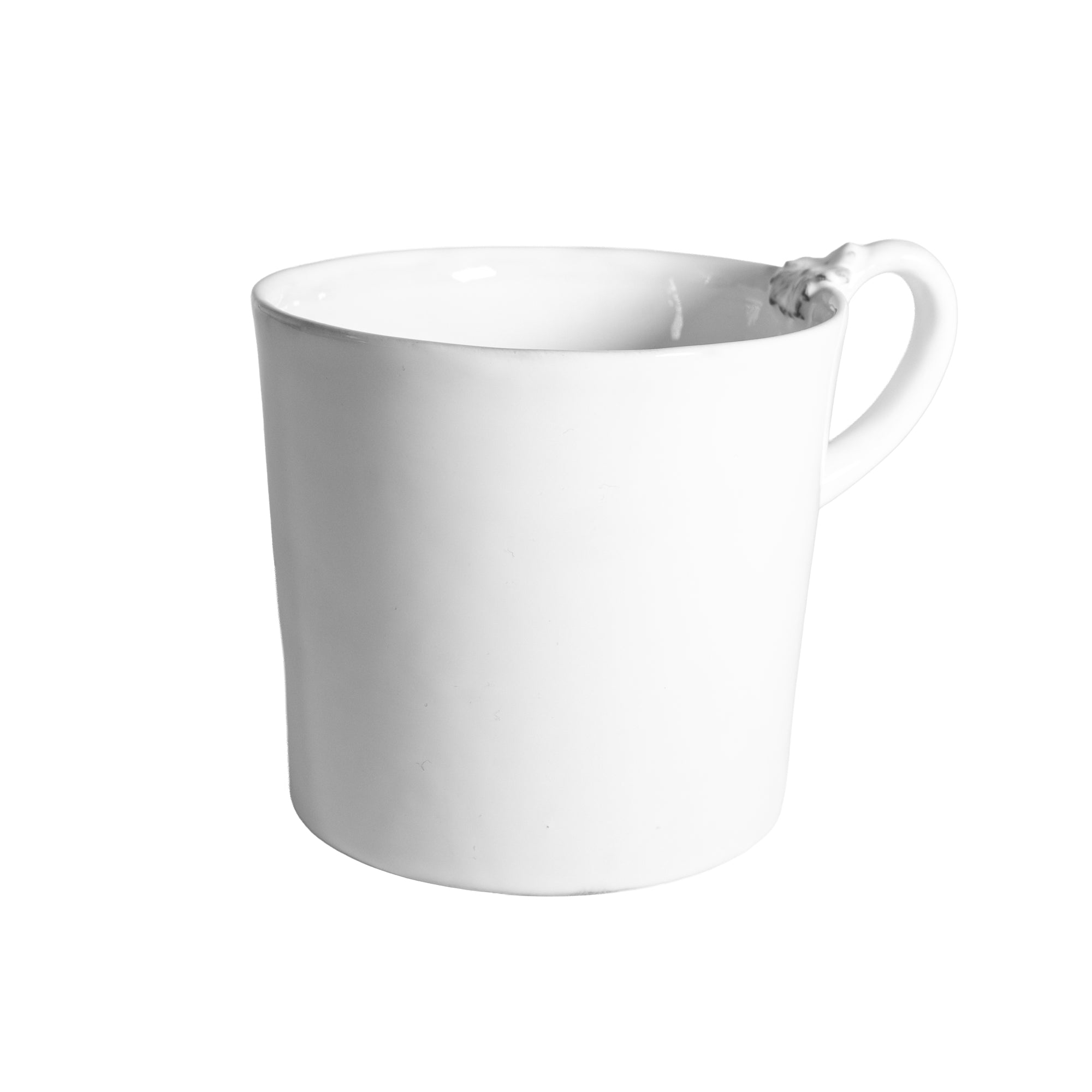 Marie-Antoinette flower mug with handle side view - white handmade ceramic by CARRON Paris