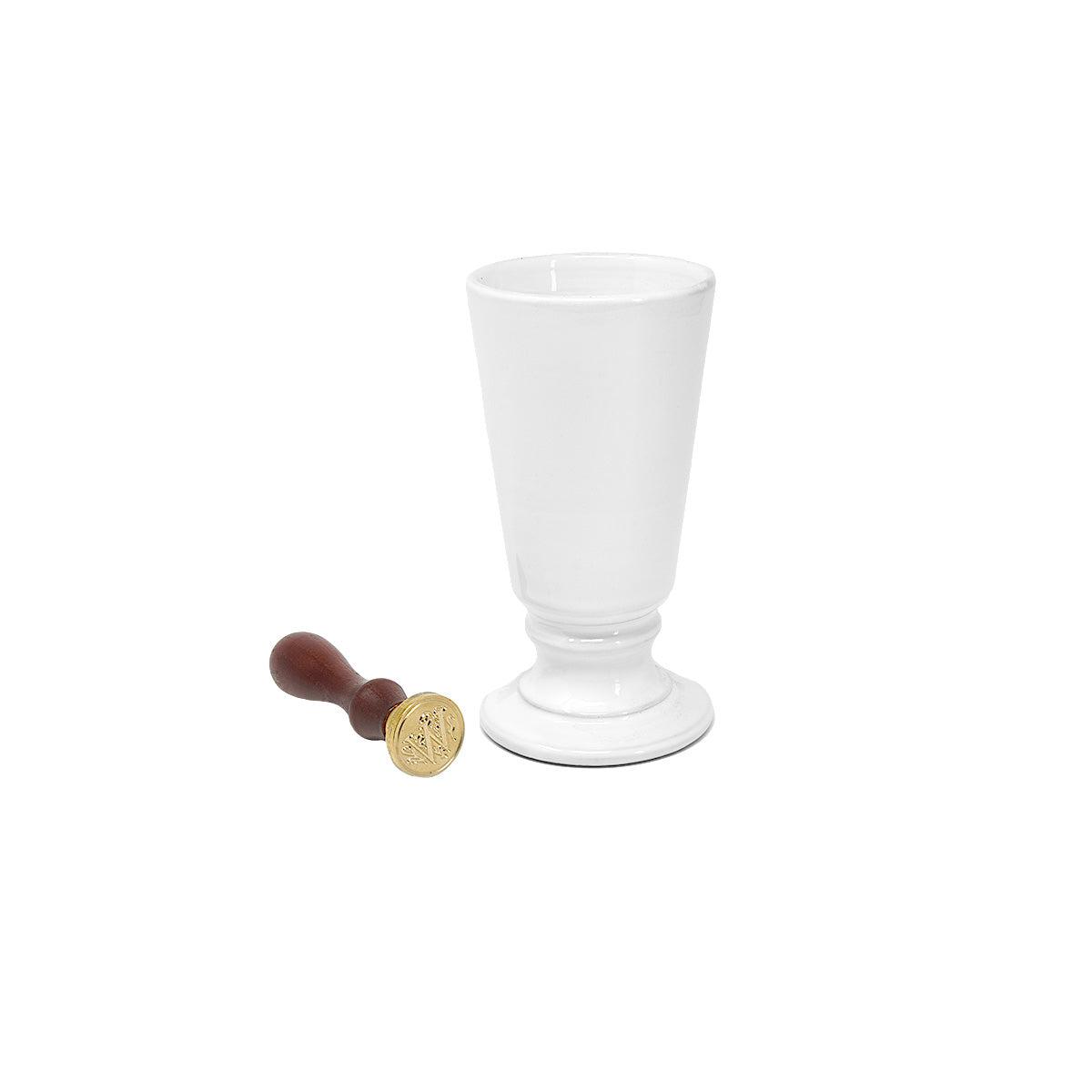 Personalized vase - white handmade ceramic piece - white handmade faience by CARRON Paris
