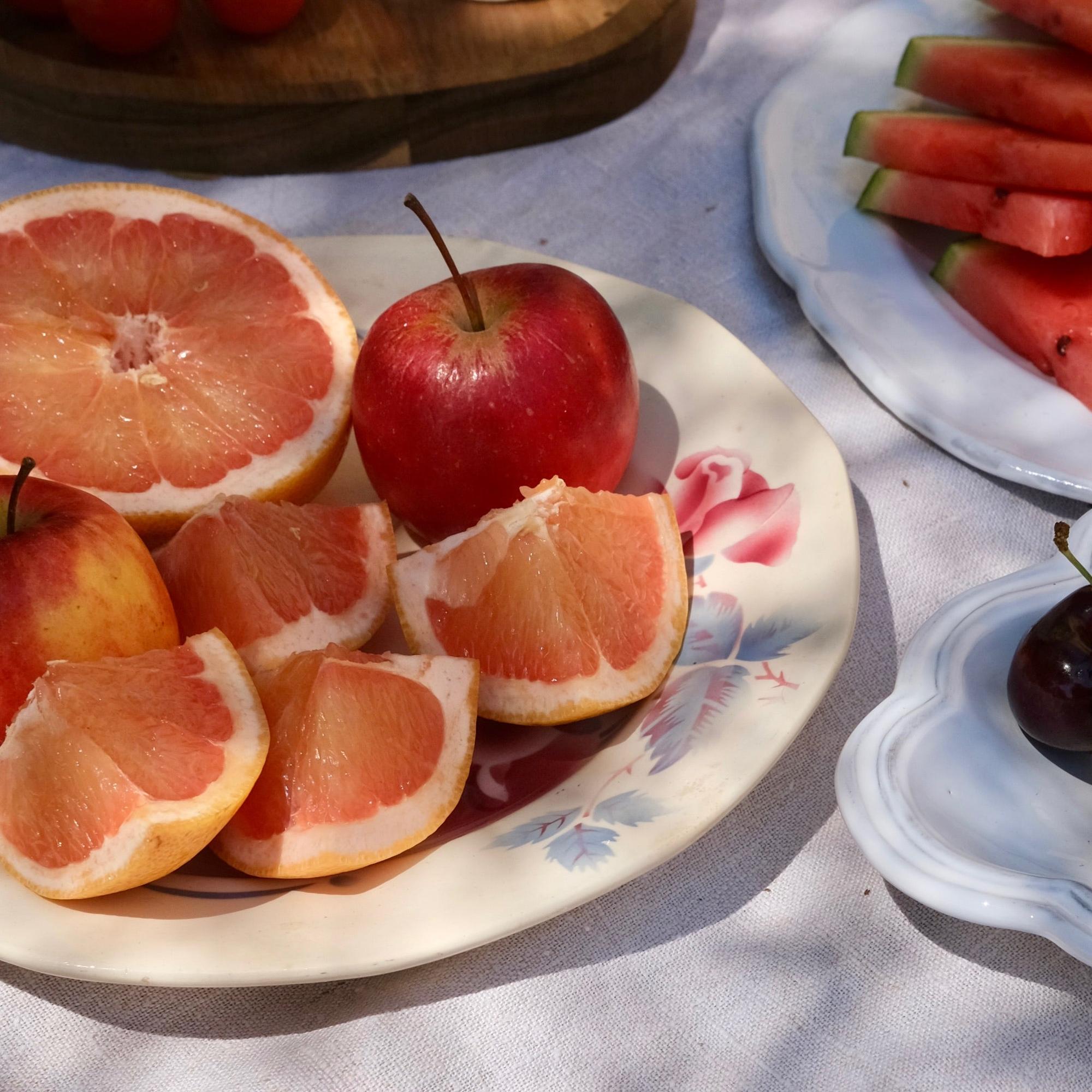 Red flower blue dots salad bowl-CARRON-Paris