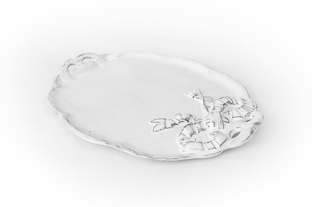 Marie-Antoinette platter with handle-Handmade in France by CARRON