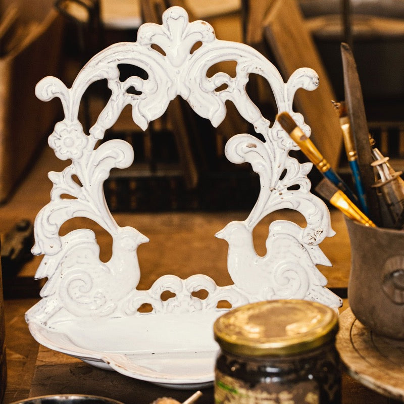Porte-savon Oiseau en faience peinte main dans l atelier, ceramique artisanale CARRON Paris
